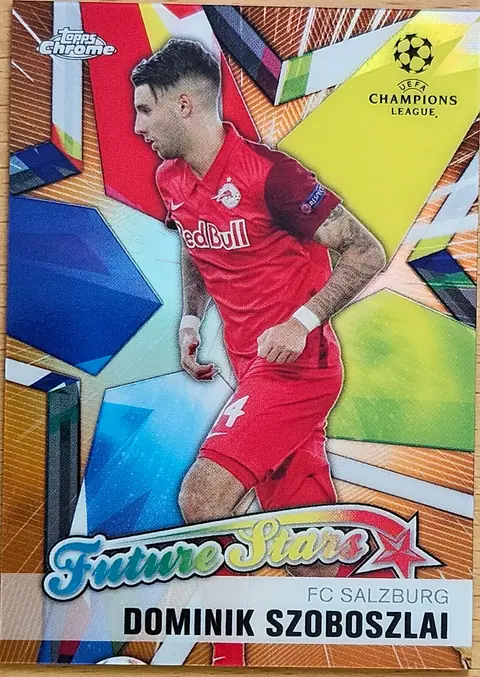 Front of Dominik Szoboszlai's 2020–21 Topps Chrome UEFA Champions League card